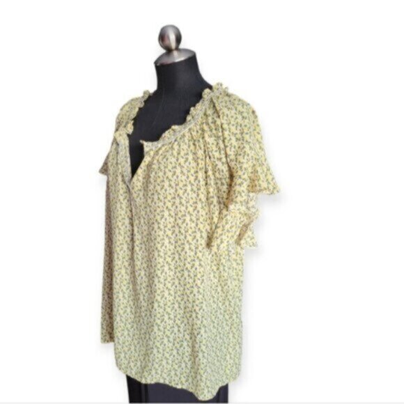 Max Studio Yellow  Ruffle Blouse NWT Sz 3X - Picture 4 of 14